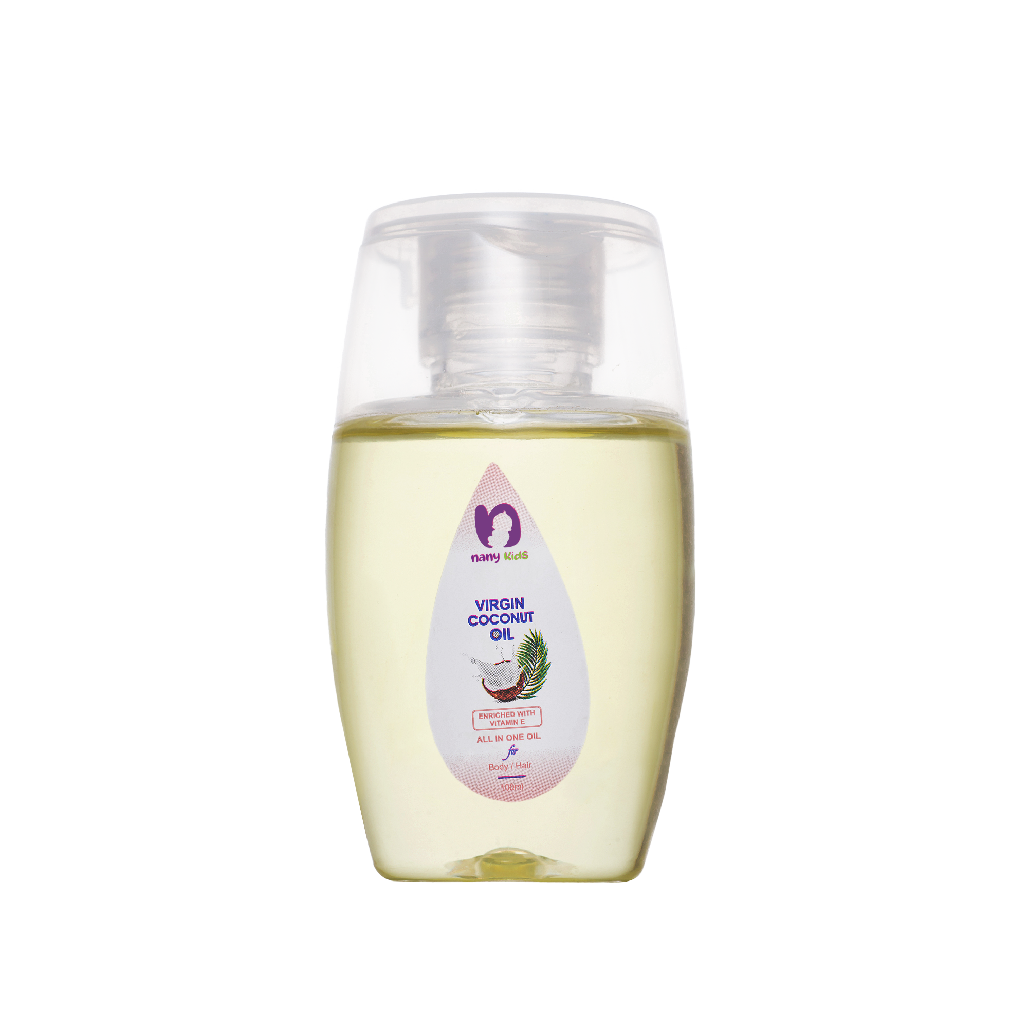 Nany kids Virgin Coconut Oil For All Skin Types, Enriched With Coconut Oil, Aloe Vera, Vitamin A & E, Jojoba Oil, (100ml)