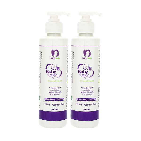 Nany Kids Natural Baby Lotion For All Skin Types, Nourishes & Moisturizes Makes Skin Soft & Smooth, (100ml) (Pack of 2)