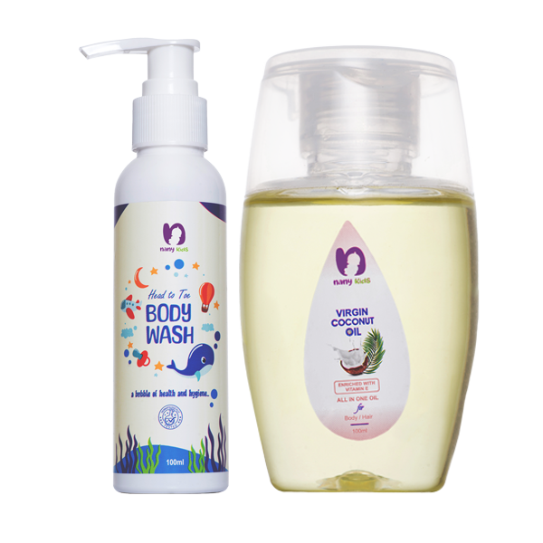 Nany kids Combo Of Body Wash (100ml)  & Virgin Coconut Oil (100 ml)